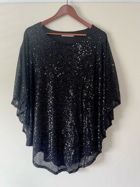 Origami by Vivien Black Sequin Layered Top